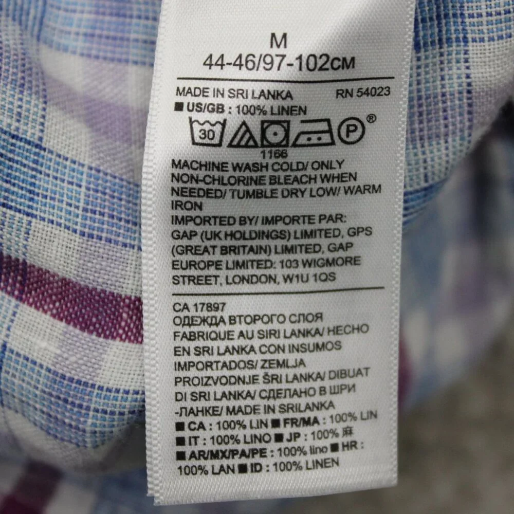 Banana Republic Camden Standard Fit Shirt Mens Medium‎ Red/Blue 100% Linen L/S